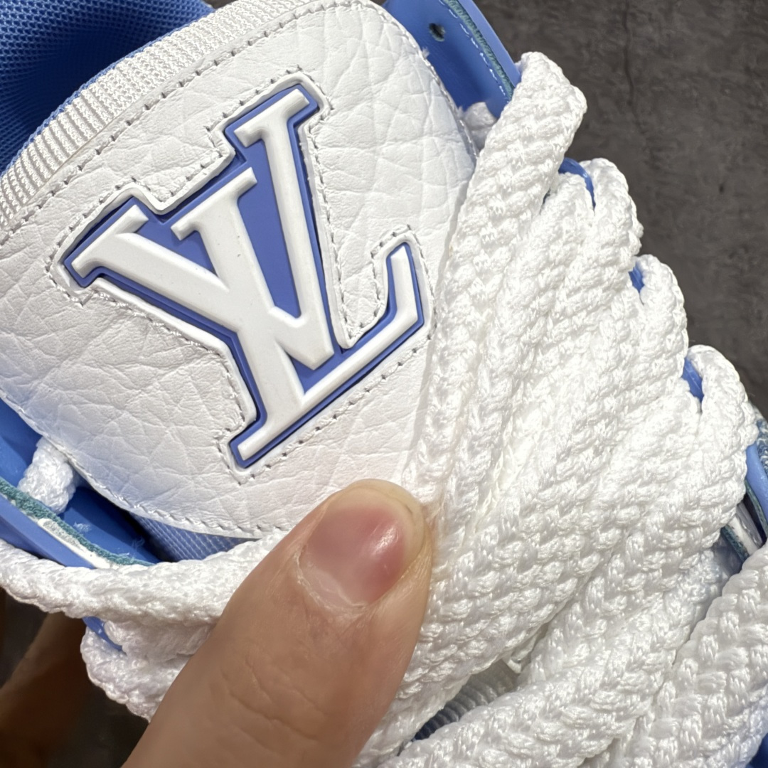 图片[6]-【PK纯原版】Louis Vuitton 路易威登 LV Trainer Maxi 小胖丁系列面包鞋 白蓝牛仔胖丁 海淘代购同渠道品质 高端零售 外贸充正专供 原版购入开发 ZP级全套包装 完美楦型 正确卡色 大底TPU 质感媲美原版 细节与原版一致 请注意区分市面通货材 尺码：39 40 41 42 43 44 45 46-选品中心