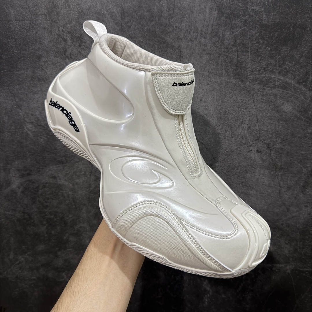 图片[3]-【XA版本】Balenciaga巴黎世家 basketball Sneaker 篮球鞋 圆头拉链 中帮 生活休闲鞋 米白色 原鞋购入 全新开发出品 细节多次较对 原材料制作 酷炫鞋型 类似于喷泡风格 上脚百搭 尺码：36-46-选品中心