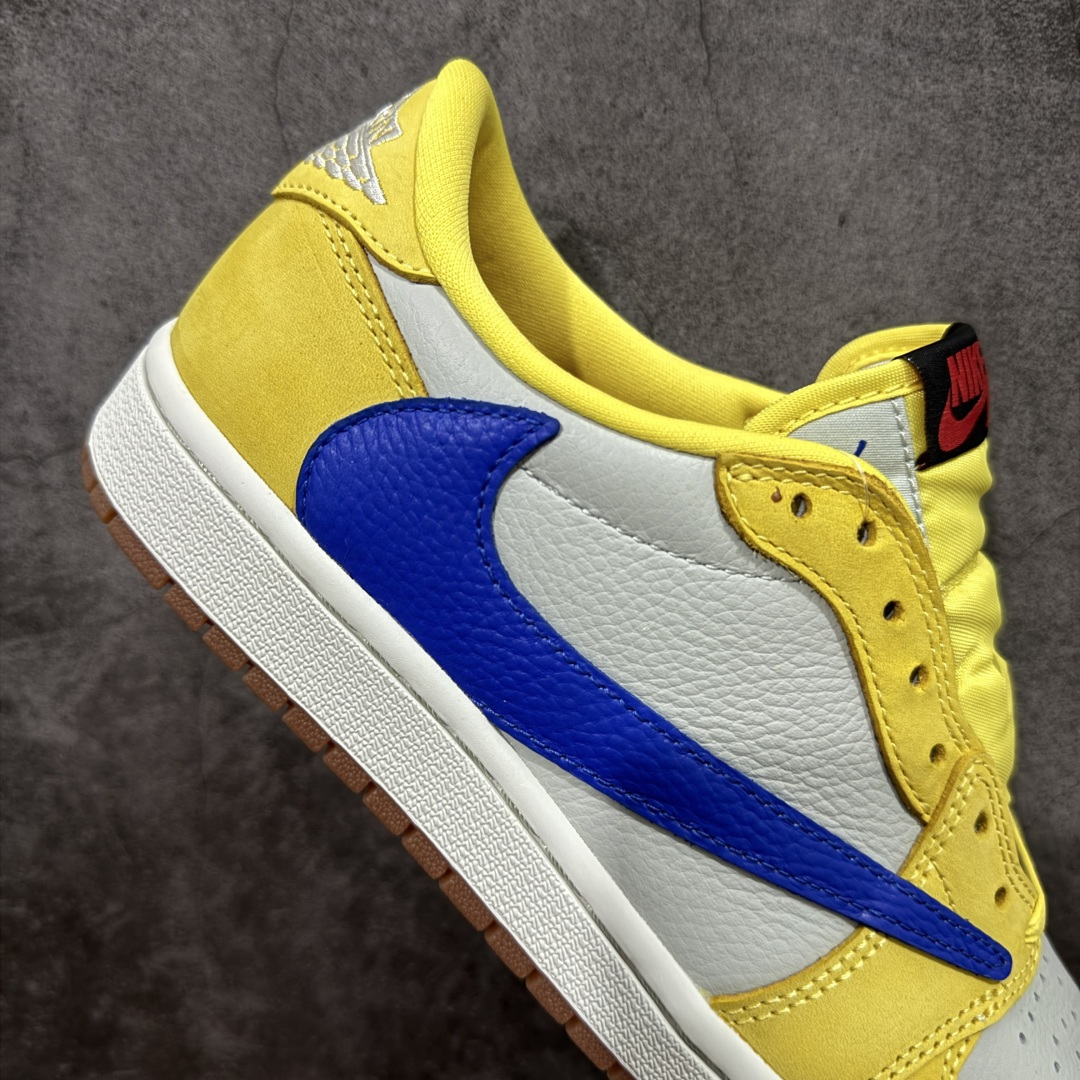 图片[7]-【原厂版】Air Jordan 1 x Travis Scott AJ1 x TS联名黄倒钩低帮 DZ4137-700 超级强悍品质 可对比市场各大纯原版本 专业aj大厂出品 对细节的把控毋庸置疑 材料也是用最接近原鞋的头层皮料 所有地方都没有做到减配 原厂鞋楦打造完美鞋型 整体鞋型以及后跟做的弧度做的非常好 鞋带为原厂打蜡鞋带 粗细程度同步原鞋 裁片清洁度到位 无明显瑕疵毛边 免修产品 正确针车 该重针 该有尖角的地方都有做到 鞋价格非常香 转手可闭眼卖高价 到手各位就知道货有多好 绝对秒杀一切同价格货品 尺码：36-47.5-选品中心