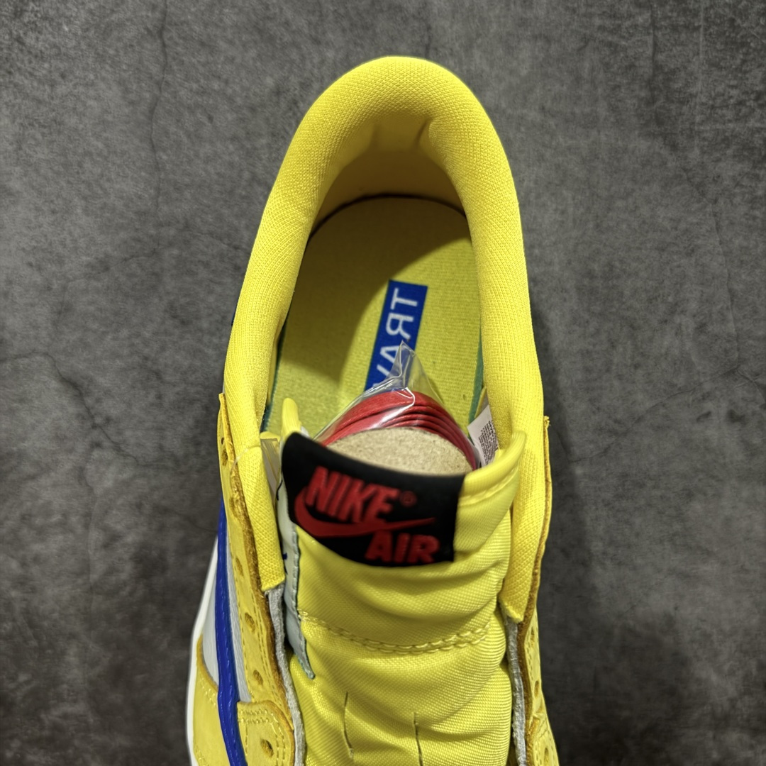 图片[8]-【原厂版】Air Jordan 1 x Travis Scott AJ1 x TS联名黄倒钩低帮 DZ4137-700 超级强悍品质 可对比市场各大纯原版本 专业aj大厂出品 对细节的把控毋庸置疑 材料也是用最接近原鞋的头层皮料 所有地方都没有做到减配 原厂鞋楦打造完美鞋型 整体鞋型以及后跟做的弧度做的非常好 鞋带为原厂打蜡鞋带 粗细程度同步原鞋 裁片清洁度到位 无明显瑕疵毛边 免修产品 正确针车 该重针 该有尖角的地方都有做到 鞋价格非常香 转手可闭眼卖高价 到手各位就知道货有多好 绝对秒杀一切同价格货品 尺码：36-47.5-选品中心