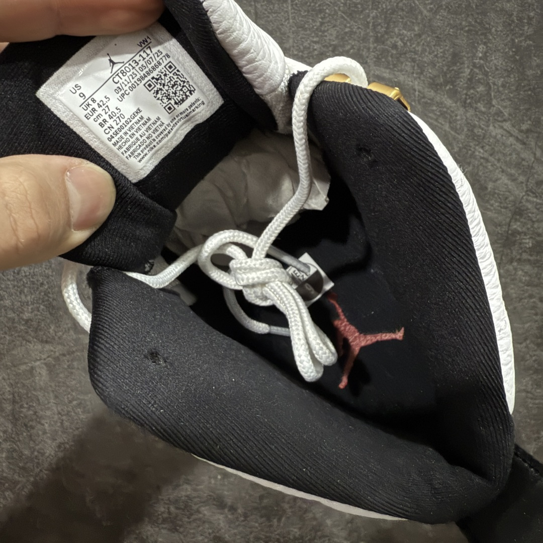 图片[7]-【OG纯原】顶级Air Jordan AJ12 黑白金扣 货号：CT8013-117 原楦原纸板开发 原汁原味12代鞋型 进口原厂皮料 超软荔枝皮 质感满分 原厂碳板 原装材料 原厂定制金属扣 原厂电绣 支持与公司货全方位对比 只服务于5%懂鞋的高端客户 发国外可支持各种retail商店充正寄售 尺码：40 40.5 41 42 42.5 43 44 44.5 45 45.5 46 47.5-选品中心