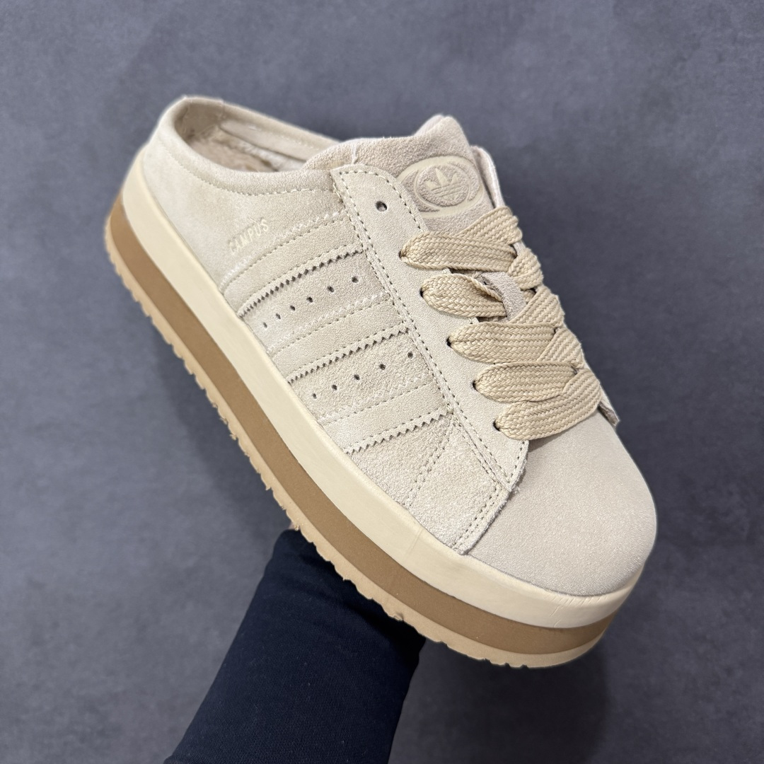 图片[3]-【公司级】Adidas Originals Campus 00S WTR LO系列 阿迪达斯 面包风时尚潮流包头拖鞋 秋冬加绒款 保有原型设计中经典的三叶草LOGO及三条纹设计的同时 放大了整体鞋身 鞋带和三条纹比例 同时鞋身填充棉部分用料扎实 较为厚重 这也使得鞋舌部分不会轻易移位或弯折 同时鞋面切割与走线部分处理十分精细 皮面拼接部分边缘切割也十分整洁 保证了个性化设计的同时做工细致 货号：JR3732 尺码：36-45半码-选品中心