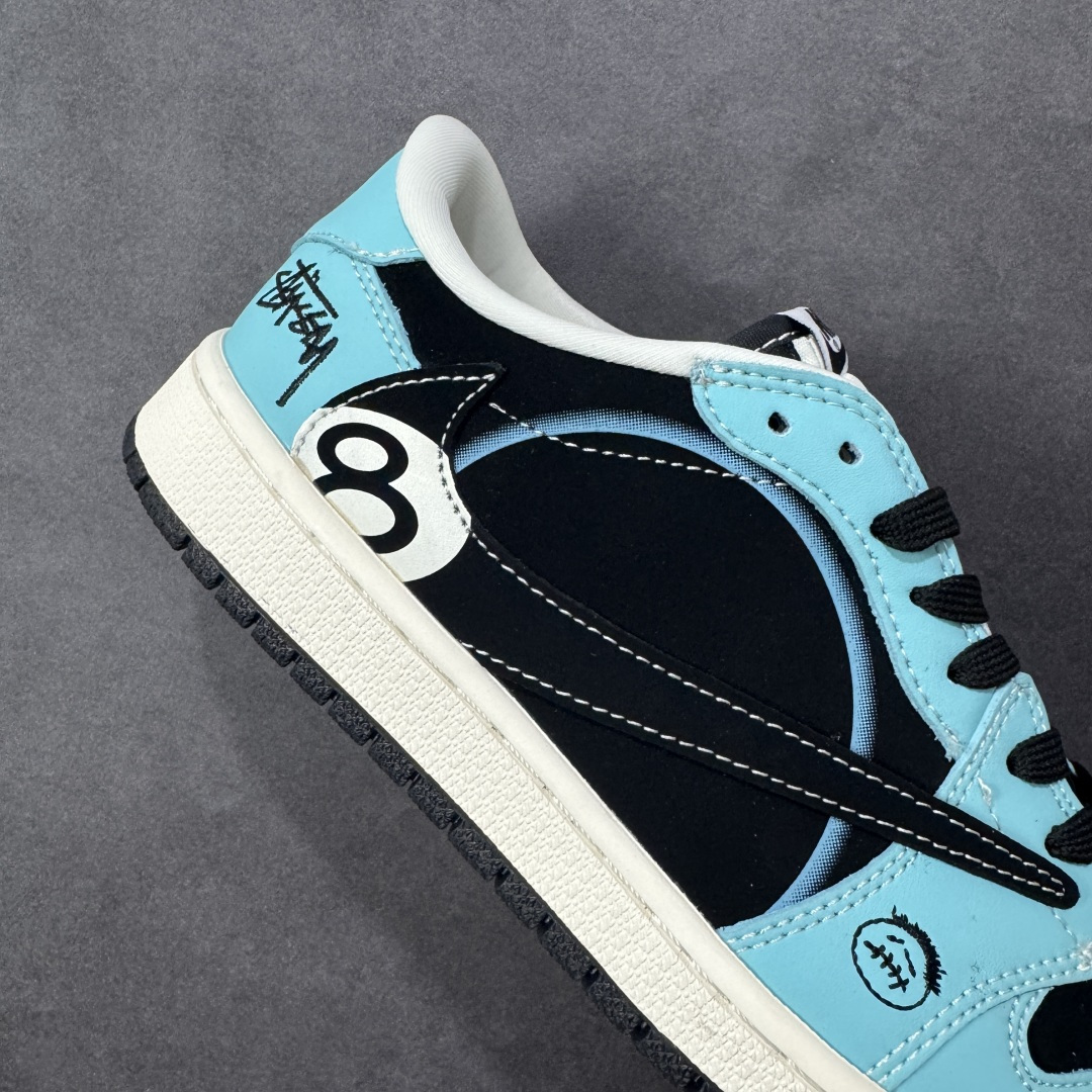 图片[6]-【定制版】Travis Scott x Jordan 1 Low “斯图西联名——台球黑蓝鬼脸” 高端定制 乔丹倒勾低帮休闲板鞋 大厂纯原品质出货 纯正版型 定制鞋盒 皮料切割干净无任何毛边 细节完美 超高清洁度 货号：DD7866-103 尺码：36 36.5 37.5 38 38.5 39 40 40.5 41 42 42.5 43 44 44.5 45-选品中心