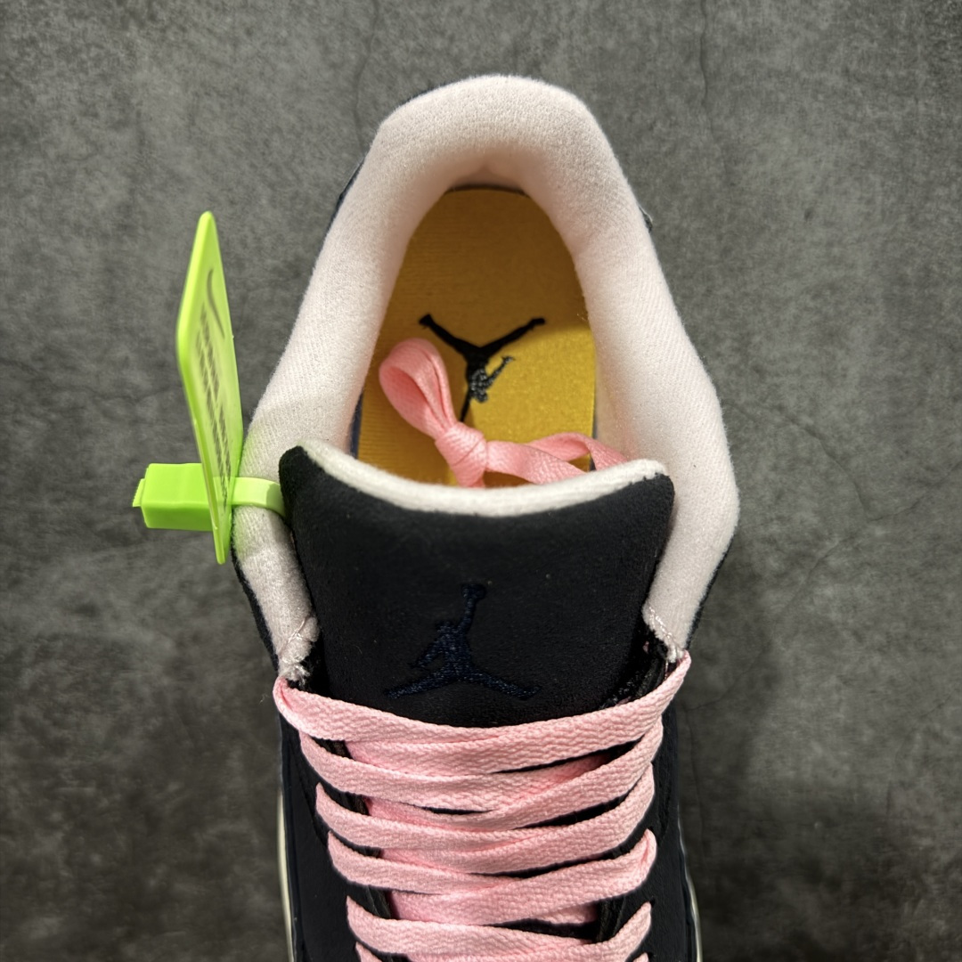 图片[8]-【神版】Air Jordan 4 Retro Flight Court 低帮 黑粉 AJ4 乔丹4代 aj4 乔4 低邦 黑粉 乔丹篮球鞋系列 头层带半码 区别市场通货 鞋款整体以黑色翻毛皮打造，搭配侧身黑色麂皮框架，鞋舌及后跟Jumpman Logo分别采用黑色、灰色刺绣点缀，后跟侧身Flighth字样也辅以灰色刺绣呈现，秉承轻量化的速度型篮球鞋设计思想完成设计，降低重量的同时提升舒适度，中底延续前作使用了分离式后掌可视化Air Soleb气垫。鞋带孔和后跟鞋提以籃网为造型灵感，将篮球运动巧妙融入到鞋款的设计之中，使鞋身整体富有流动性、节奏感和优雅气质。 货号：HF3255-012 尺码：36 36.5 37.5 38 38.5 39 40 40.5 41 42 42.5 43 44 44.5 45-选品中心