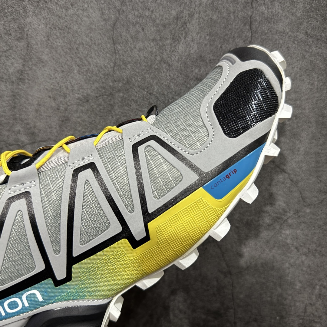 图片[6]-【莞产版本】萨洛蒙/Salomon Speed Cross 4 织物皮革低帮全能越野透气休闲运动鞋 Salomon 正式推出全新概念鞋款 SPEEDCROSS 以侵略性设计与先锋户外美学融合 相互交织出纵横山野和城市间的跑鞋轮廓 由混合网眼织物与皮革打造鞋面 辅以皮革细节点缀增强视觉冲击 整体以爪痕式的鞋面纹路搭配流线型轮廓呈现 极具辨识度的夸张外大底设计 增高之余更适合城市生活环境的舒适防滑效果 功能性层面 鞋面 3D 开放式网眼最大限度提供着用透气性 并注入合成材料为户外穿着带来极大的耐用和保护性 得益于 Salomon 多项功能性科技 从中底到鞋带系统都为脚部提供了一个安全和舒适的贴合感 并在松散、柔软、崎岖和不平坦的地形环境上带来卓越的抓地力 尺码：40-47-选品中心