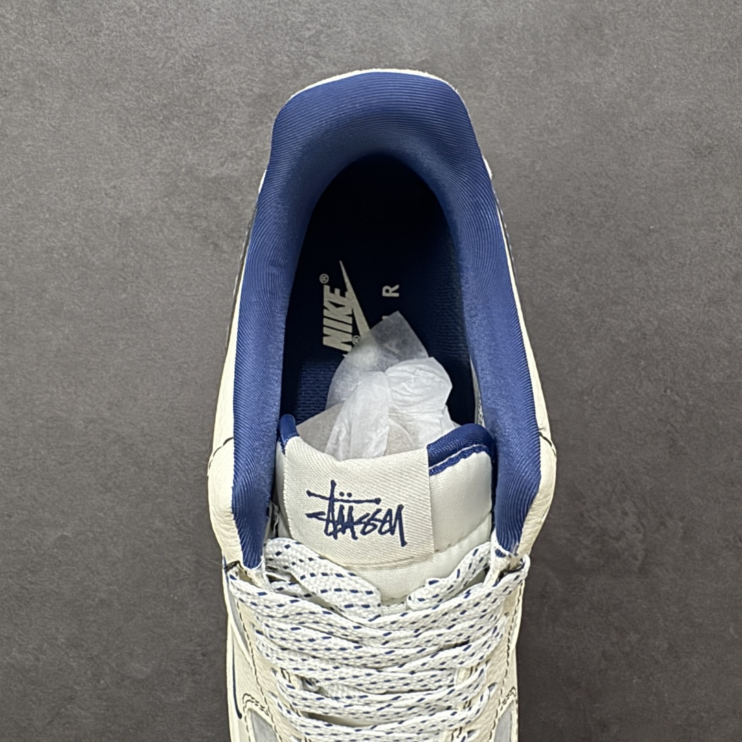 图片[7]-【定制版】Nike Air Force 1\’07 Low 斯图西联名 双拼花蓝勾 空军一号低帮休闲板鞋  #原楦头原纸板 原装鞋盒 定制五金配件 内置全掌气垫 原厂鞋底 货号：XL1979-123  尺码：36 36.5 37.5 38 38.5 39 40 40.5 41 42 42.5 43 44 44.5 45-选品中心