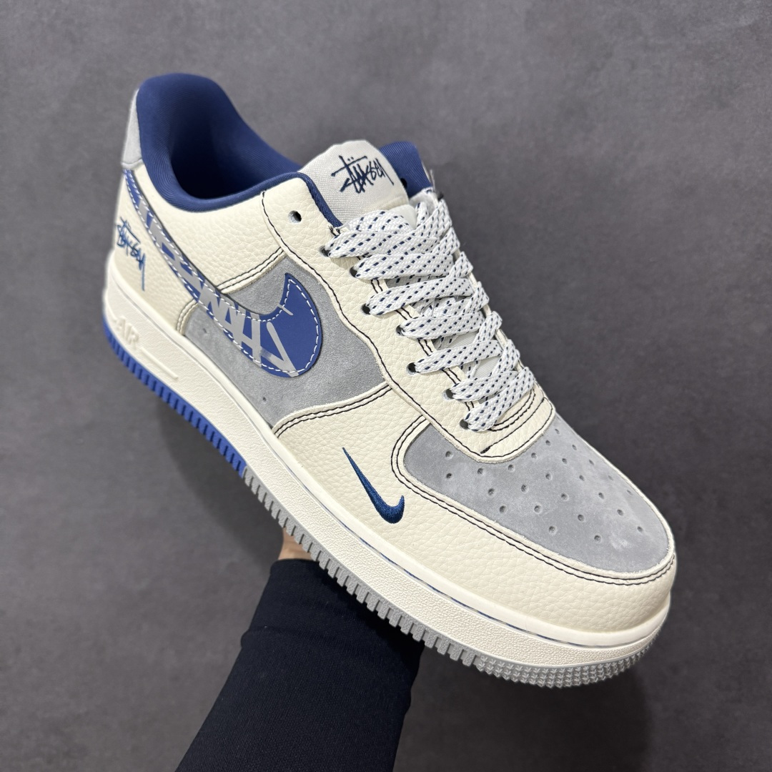 图片[3]-【定制版】Nike Air Force 1\’07 Low 斯图西联名 双拼花蓝勾 空军一号低帮休闲板鞋  #原楦头原纸板 原装鞋盒 定制五金配件 内置全掌气垫 原厂鞋底 货号：XL1979-123  尺码：36 36.5 37.5 38 38.5 39 40 40.5 41 42 42.5 43 44 44.5 45-选品中心