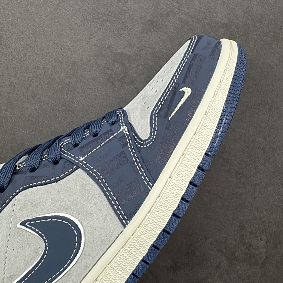 图片[5]-【定制版】Nike Jordan Air Jordan 1“Supreme联名——暗灰蓝” 高端定制 低帮 复古 减震 防滑 耐磨 篮球鞋 定制鞋盒 大厂纯原品质出货 超高清洁度 皮料切割干净无任何毛边 细节完美 货号：QG1988-015 尺码：36 36.5 37.5 38 38.5 39 40 40.5 41 42 42.5 43 44 44.5 45 编码：HXSB330340-选品中心