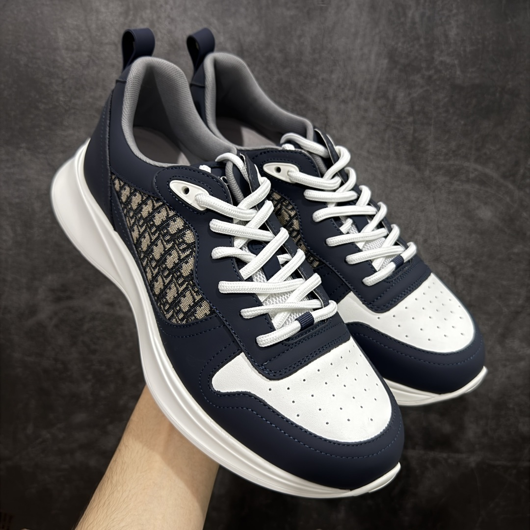 350 广东礼盒版 Dior/迪奥 B25 Oblique Runner Sneaker 黑白 老爹风系带低帮透气休闲运动慢跑鞋