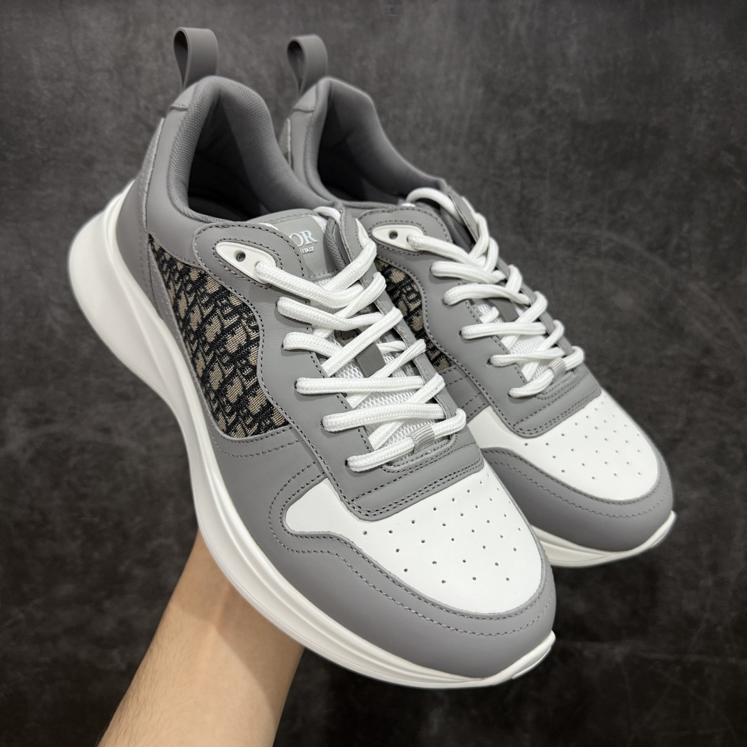 350 广东礼盒版 Dior/迪奥 B25 Oblique Runner Sneaker 黑白 老爹风系带低帮透气休闲运动慢跑鞋