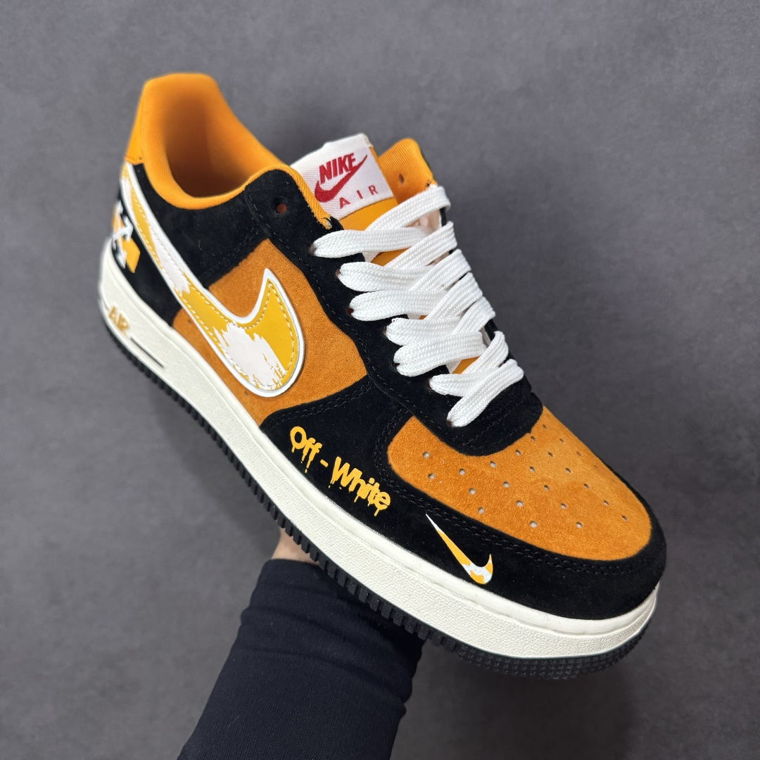 图片[3]-【定制版】NIke Air Force 1 \’07 Low “OFF-White联名——黑橙涂鸦”空军一号 低帮 运动鞋 休闲鞋 折边针车 工艺难度大 原楦头原纸板 原装鞋盒 定制五金配件 内置全掌气垫 原厂鞋底 货号：SY1388-001 尺码：36 36.5 37.5 38 38.5 39 40 40.5 41 42 42.5 43 44 44.5 45-选品中心