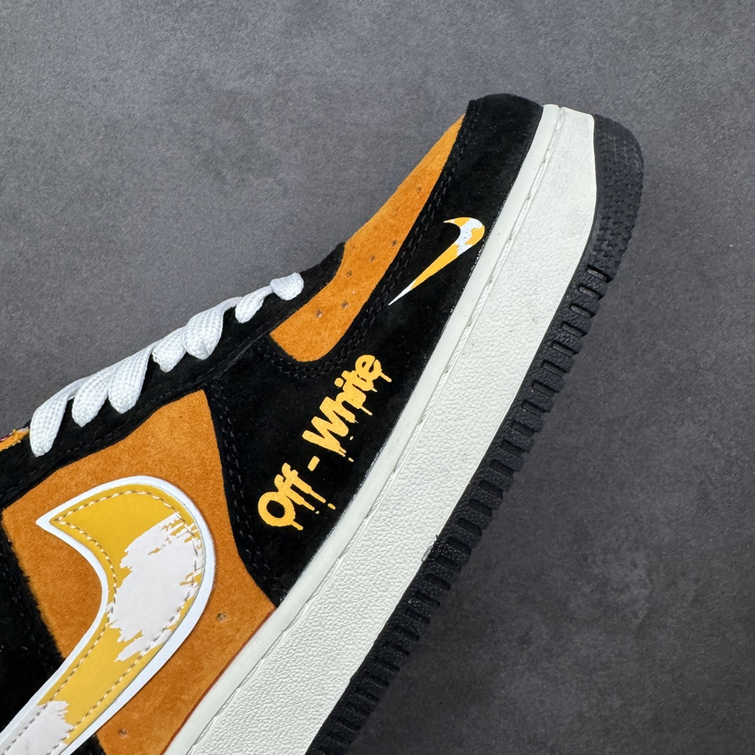 图片[5]-【定制版】NIke Air Force 1 \’07 Low “OFF-White联名——黑橙涂鸦”空军一号 低帮 运动鞋 休闲鞋 折边针车 工艺难度大 原楦头原纸板 原装鞋盒 定制五金配件 内置全掌气垫 原厂鞋底 货号：SY1388-001 尺码：36 36.5 37.5 38 38.5 39 40 40.5 41 42 42.5 43 44 44.5 45-选品中心