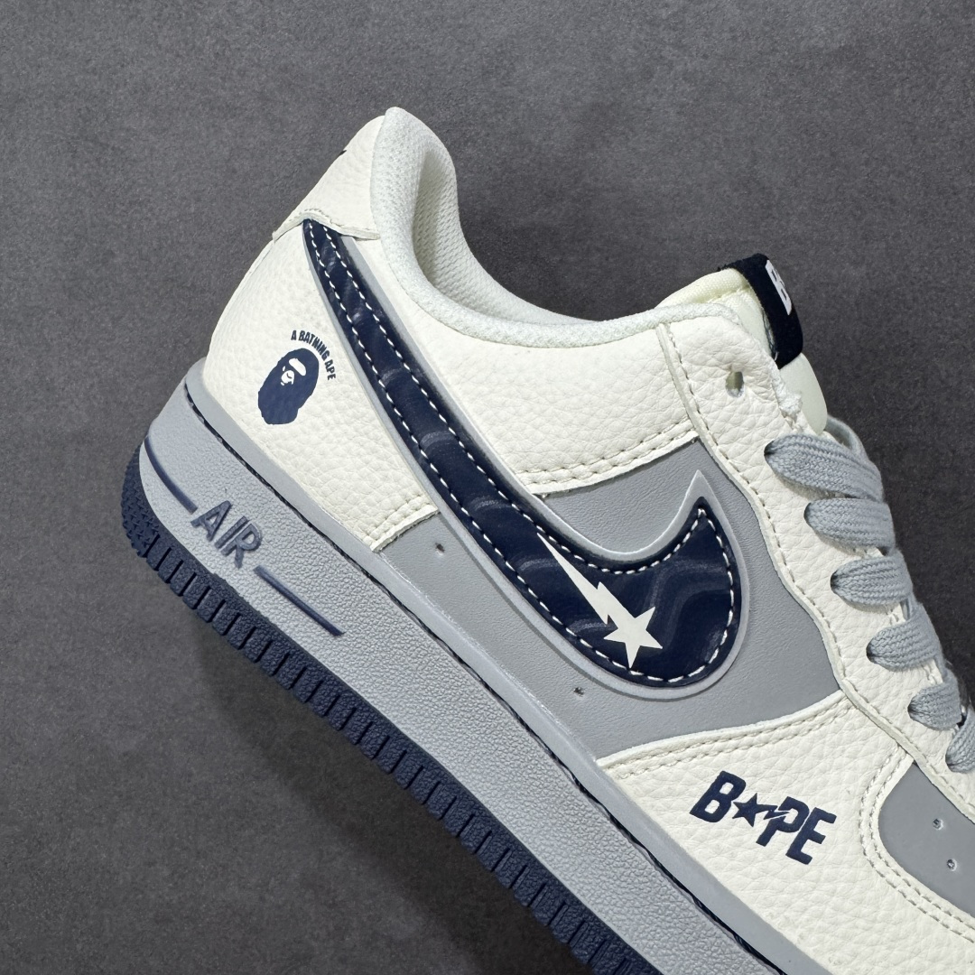 图片[6]-【定制版】Nike Air Force 1\’07 Low 猿人头BaPe联名 米灰蓝 空军一号低帮休闲板鞋  #原楦头原纸板 原装鞋盒 定制五金配件 内置全掌气垫 原厂鞋底 货号：SM6668-111  尺码：36 36.5 37.5 38 38.5 39 40 40.5 41 42 42.5 43 44 44.5 45-选品中心