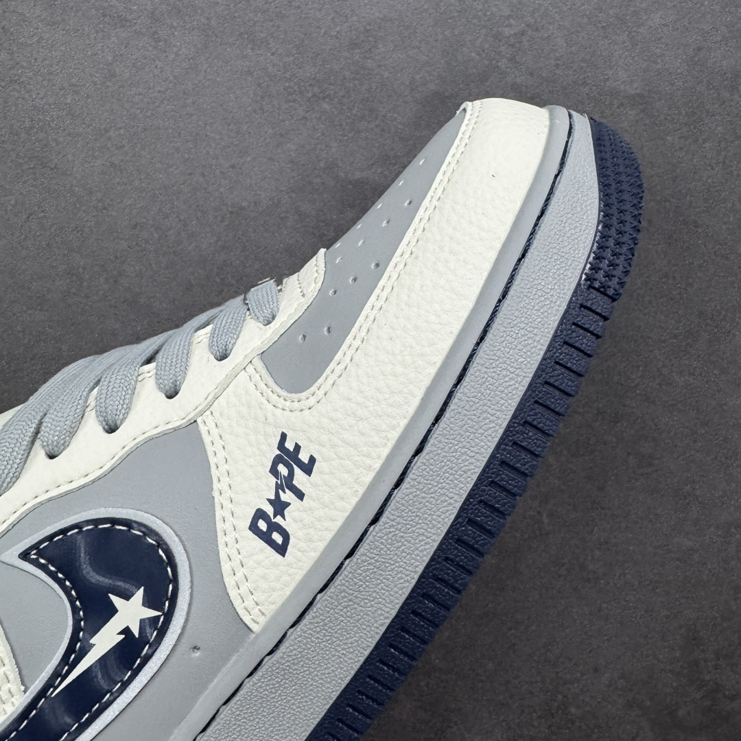 图片[5]-【定制版】Nike Air Force 1\’07 Low 猿人头BaPe联名 米灰蓝 空军一号低帮休闲板鞋  #原楦头原纸板 原装鞋盒 定制五金配件 内置全掌气垫 原厂鞋底 货号：SM6668-111  尺码：36 36.5 37.5 38 38.5 39 40 40.5 41 42 42.5 43 44 44.5 45-选品中心
