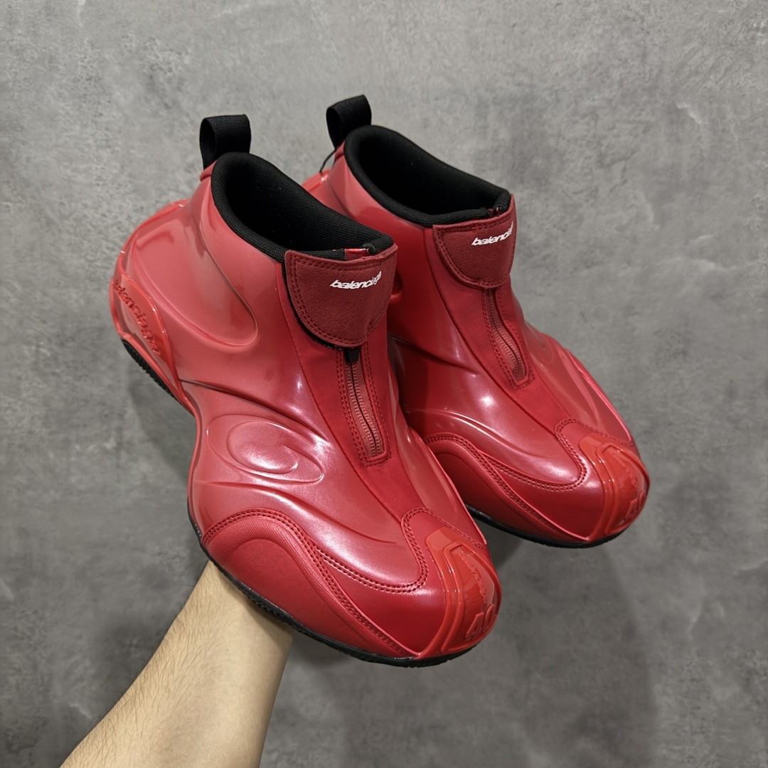 【XA版本】Balenciaga巴黎世家 basketball Sneaker 篮球鞋 圆头拉链 中帮 生活休闲鞋 红色 原鞋购入 全新开发出品 细节多次较对 原材料制作 酷炫鞋型 类似于喷泡风格 上脚百搭 尺码：36-46-选品中心
