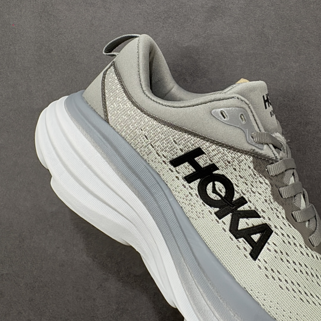 图片[6]-【YH版本】Bondi邦代8是HOKA ONE ONE的顶级缓震跑鞋，超宽超厚的中底，缓震极限很高，稳定性和舒适度也超好，适合大体重和初跑入门人群进行日常有氧慢跑，日常通勤和休闲走路都适合。 \\t 中底采用33mm厚的全新超轻缓震泡棉，是HOKA路跑系列的缓震担当，兼顾轻量与缓震，脚感软弹舒适，具备良好的回弹性。搭载了速度型滚动平衡技术，让步伐更顺畅，给予跑者向前运动的推进感。 \\t 嵌入式鞋床将双足安全固定于中底，提升落地时的稳定性，为脚后跟带来有力支撑。鞋面采用轻盈柔软的工程网纱材质，透气又环保，包裹性佳。大底采用大面积橡胶贴片，具备更好的耐磨性和防滑性。 \\t 尺码36 36.5 37.5 38 38.5 39 40 40.5 41 42 42.5 43 44 44.5 45 46 47-选品中心