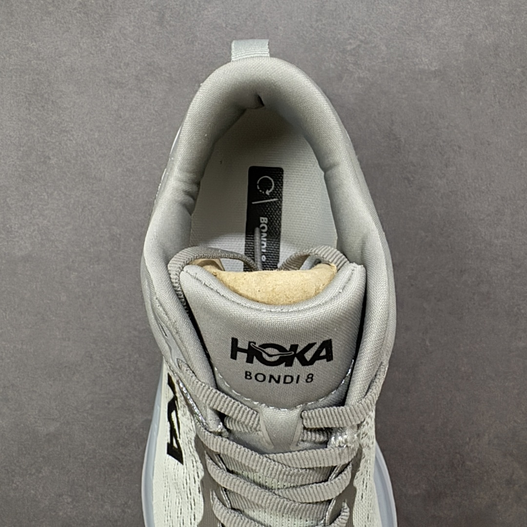 图片[7]-【YH版本】Bondi邦代8是HOKA ONE ONE的顶级缓震跑鞋，超宽超厚的中底，缓震极限很高，稳定性和舒适度也超好，适合大体重和初跑入门人群进行日常有氧慢跑，日常通勤和休闲走路都适合。 \\t 中底采用33mm厚的全新超轻缓震泡棉，是HOKA路跑系列的缓震担当，兼顾轻量与缓震，脚感软弹舒适，具备良好的回弹性。搭载了速度型滚动平衡技术，让步伐更顺畅，给予跑者向前运动的推进感。 \\t 嵌入式鞋床将双足安全固定于中底，提升落地时的稳定性，为脚后跟带来有力支撑。鞋面采用轻盈柔软的工程网纱材质，透气又环保，包裹性佳。大底采用大面积橡胶贴片，具备更好的耐磨性和防滑性。 \\t 尺码36 36.5 37.5 38 38.5 39 40 40.5 41 42 42.5 43 44 44.5 45 46 47-选品中心