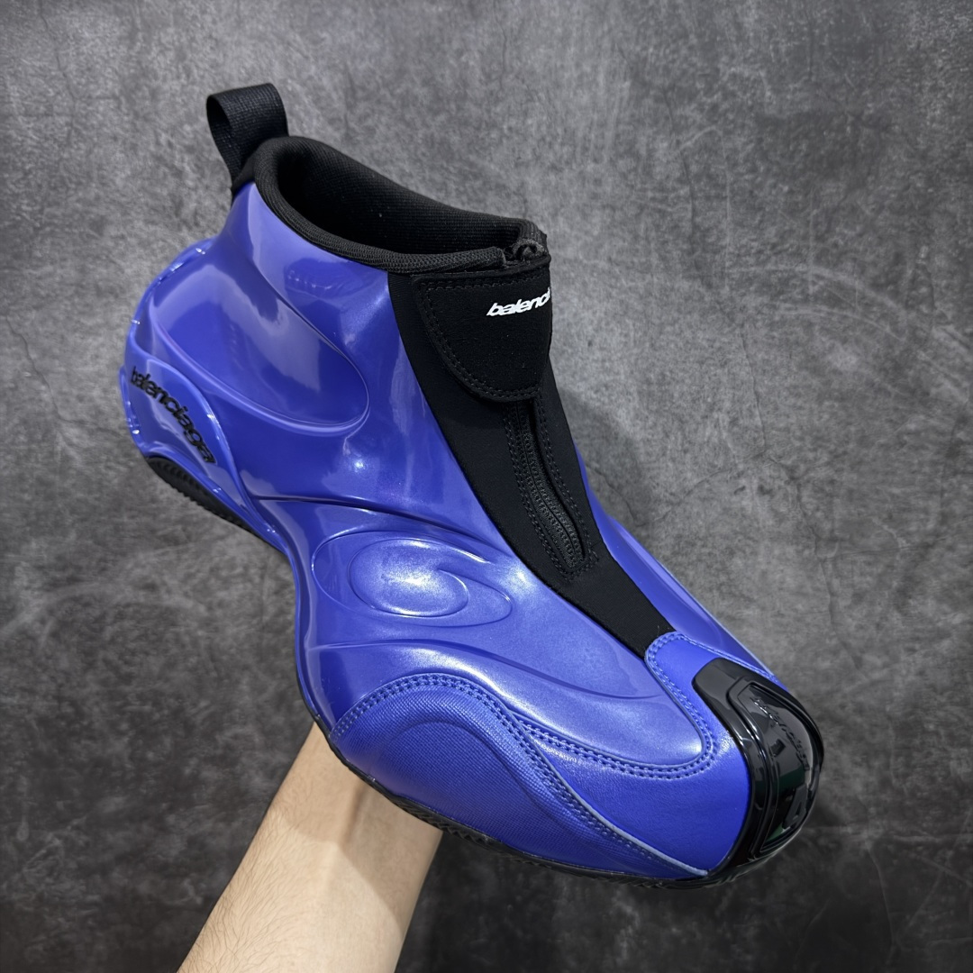 图片[3]-【XA版本】Balenciaga巴黎世家 basketball Sneaker 篮球鞋 圆头拉链 中帮 生活休闲鞋 蓝黑 原鞋购入 全新开发出品 细节多次较对 原材料制作 酷炫鞋型 类似于喷泡风格 上脚百搭 尺码：36-46-选品中心