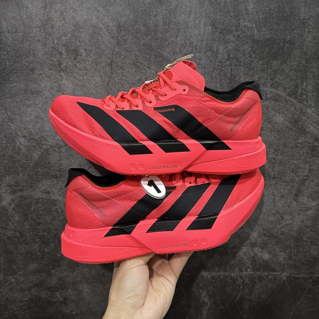 【纯原】Adidas Adizero Adios Pro 4 M竞训跑步鞋 红黑色 JR6368市场独一