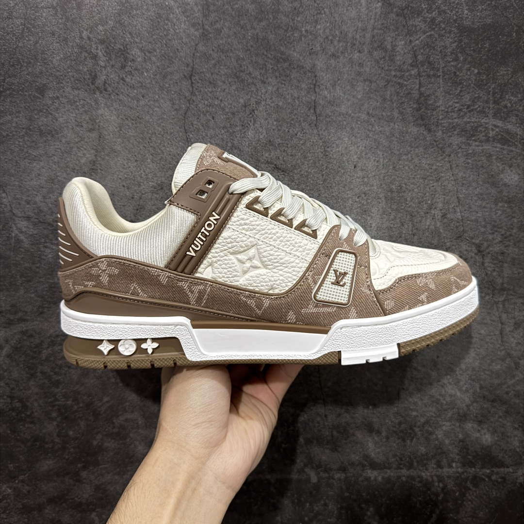 【纯原】 现货当天可取LV Trainer系列高奢运动鞋 白咖啡白粽牛仔新款芯片顶级 潮人必备单品同步Z