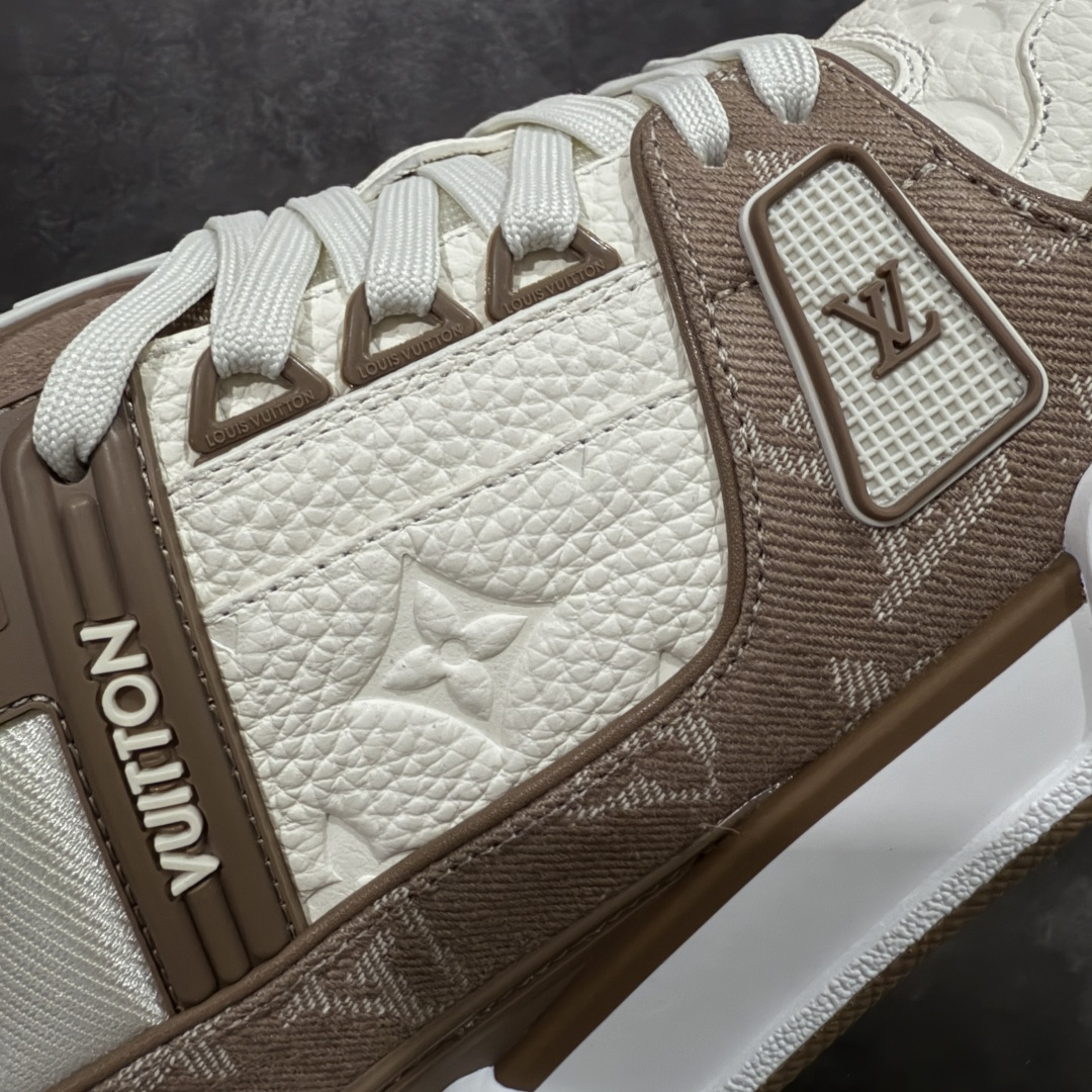 【纯原】 现货当天可取LV Trainer系列高奢运动鞋 白咖啡白粽牛仔新款芯片顶级 潮人必备单品同步Z