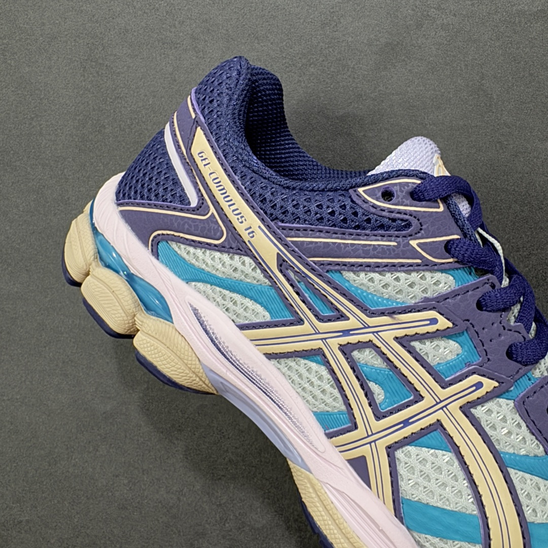 图片[6]-【公司级】Asics Gel-Cumulus 16 亚瑟士复古时尚缓震运动跑步鞋 鞋面采用无缝线工程网眼设计，全面升级的FF BLAST™ PLUS泡棉，更轻、更弹、更耐久。相比前代更轻盈鞋底采用了轻质发泡材料,并在后跟和前掌处采用了亚瑟士核心科技GEL缓震胶,赋予鞋款强大的缓冲性能,提供了更柔软舒适的穿着体验。AHAR® PLUS超耐磨橡胶大底，延长跑鞋使用寿命。 货号：1203A763-020 尺码：36 37 37.5 38 39 39.5 40 40.5 41.5 42 42.5 43.5 44 45 编码：AMB260270-选品中心
