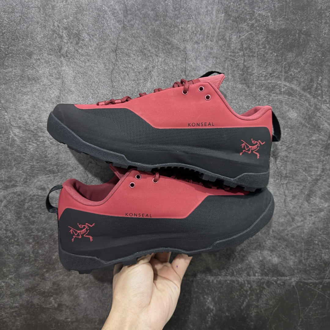 【纯原】Arcteryx始祖鸟 Konseal Shoe 舒适 防滑耐磨透气支撑抓地 登山鞋 沙色 黑红