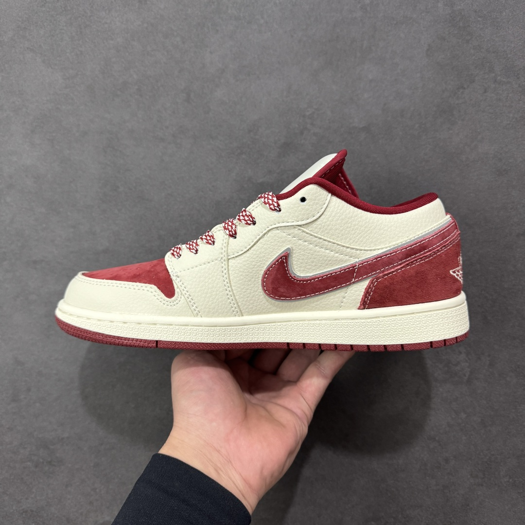 【纯原】Nike Jordan Air Jordan 1“斯图西联名——酒红猪八” 高端定制 低帮 复古
