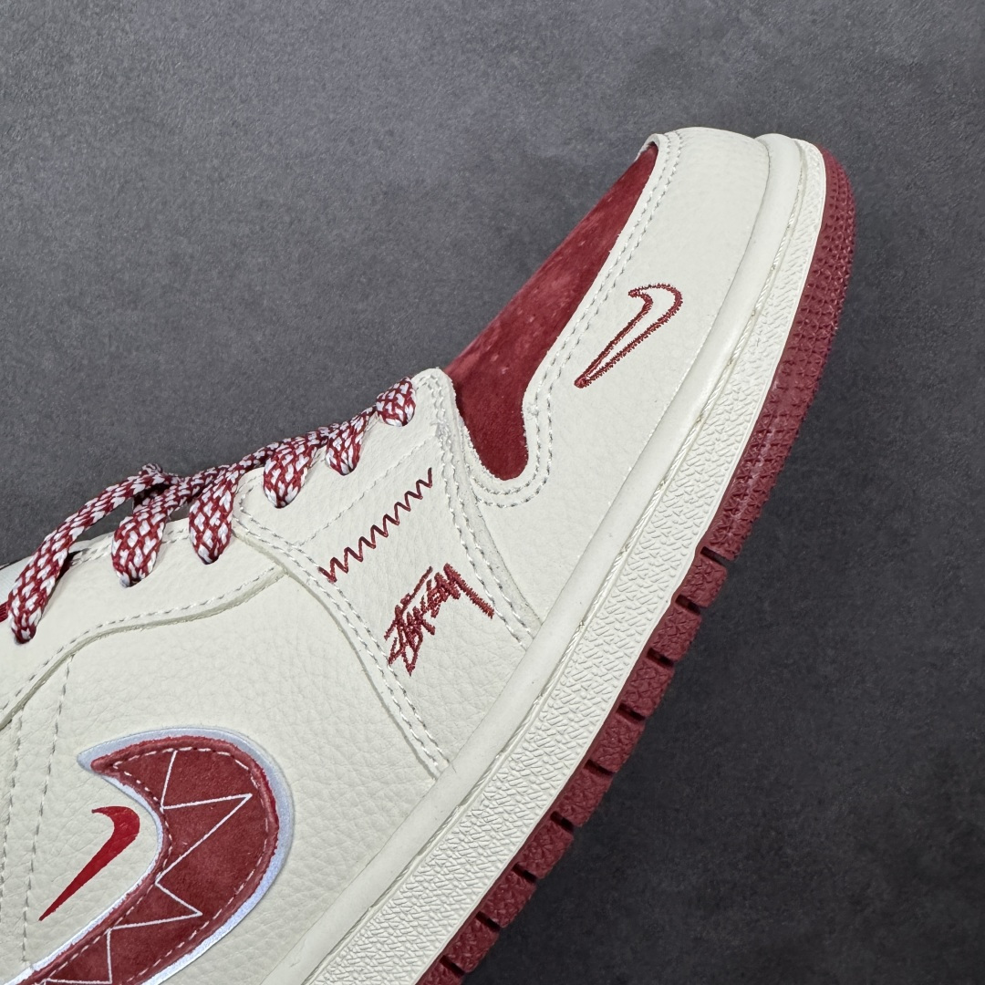【纯原】Nike Jordan Air Jordan 1“斯图西联名——酒红猪八” 高端定制 低帮 复古