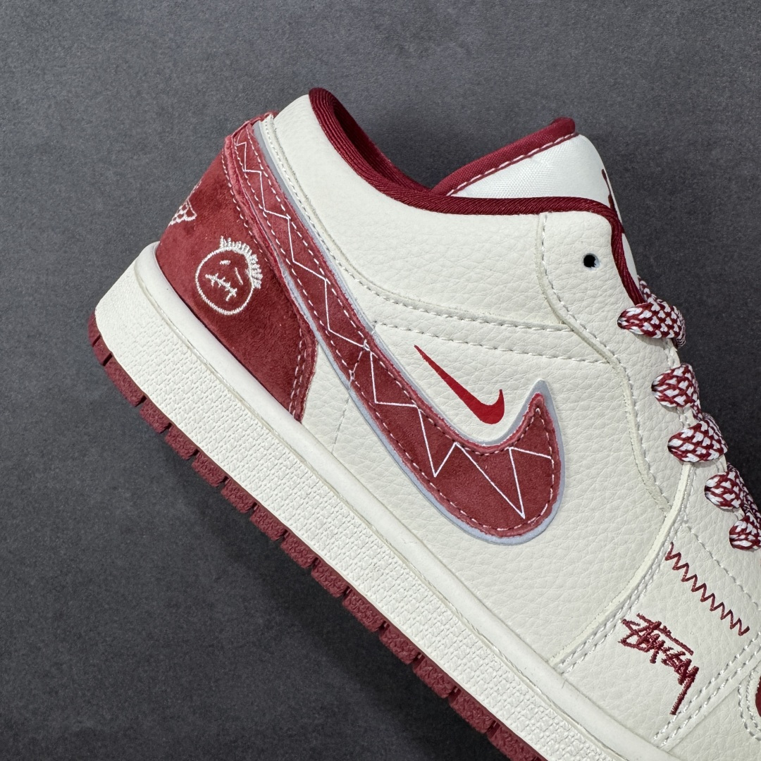 【纯原】Nike Jordan Air Jordan 1“斯图西联名——酒红猪八” 高端定制 低帮 复古