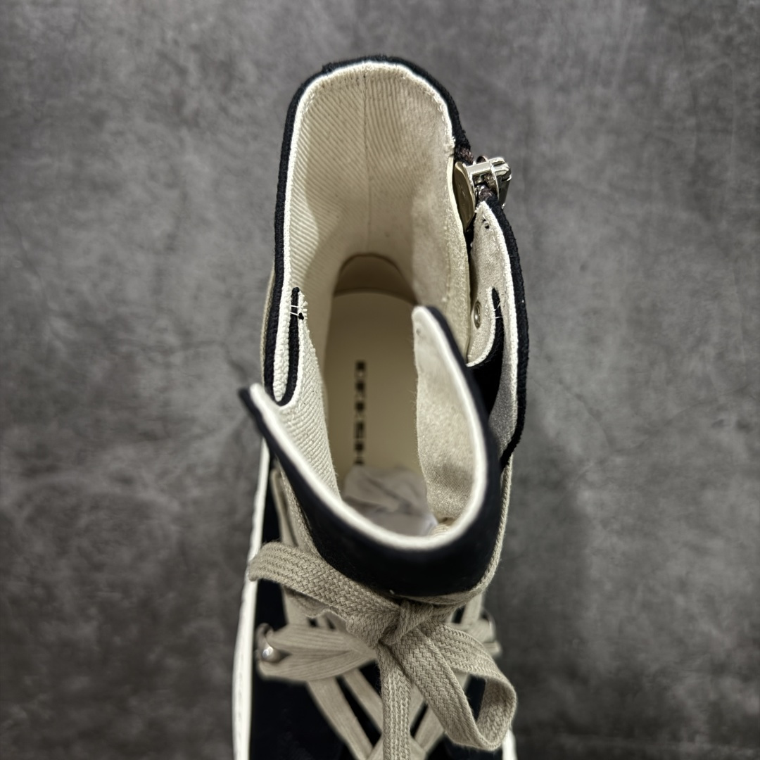 图片[8]-【莞产G版】薄底帆布黑色高帮大匡威疯狂绑带款 RO / Rick Owens DRKSHDW 瑞克·欧文斯【副线】 【款式】 大匡威/低帮/厚底/ 光泽金属尼龙布 高帮 西瓜头 【皮料】 东莞原厂进口全新2025年新材质““水洗牛仔黑色斜纹布” 【鞋带】 鞋带采用水染定织法工艺，高密度之下，透出光泽感！ 【鞋头】软糯，轻轻按压有牛皮细细的纹理质感！ 【鞋底】TPU大底奶香味！硬度、肤感一比一！鞋底logo钢印清晰正确！ 【鞋垫】独家私人开模压印！牛皮贴面，双层复合！ 【尺码】 ：36 37 38 39 40 41 42 43 44 45 46！-选品中心