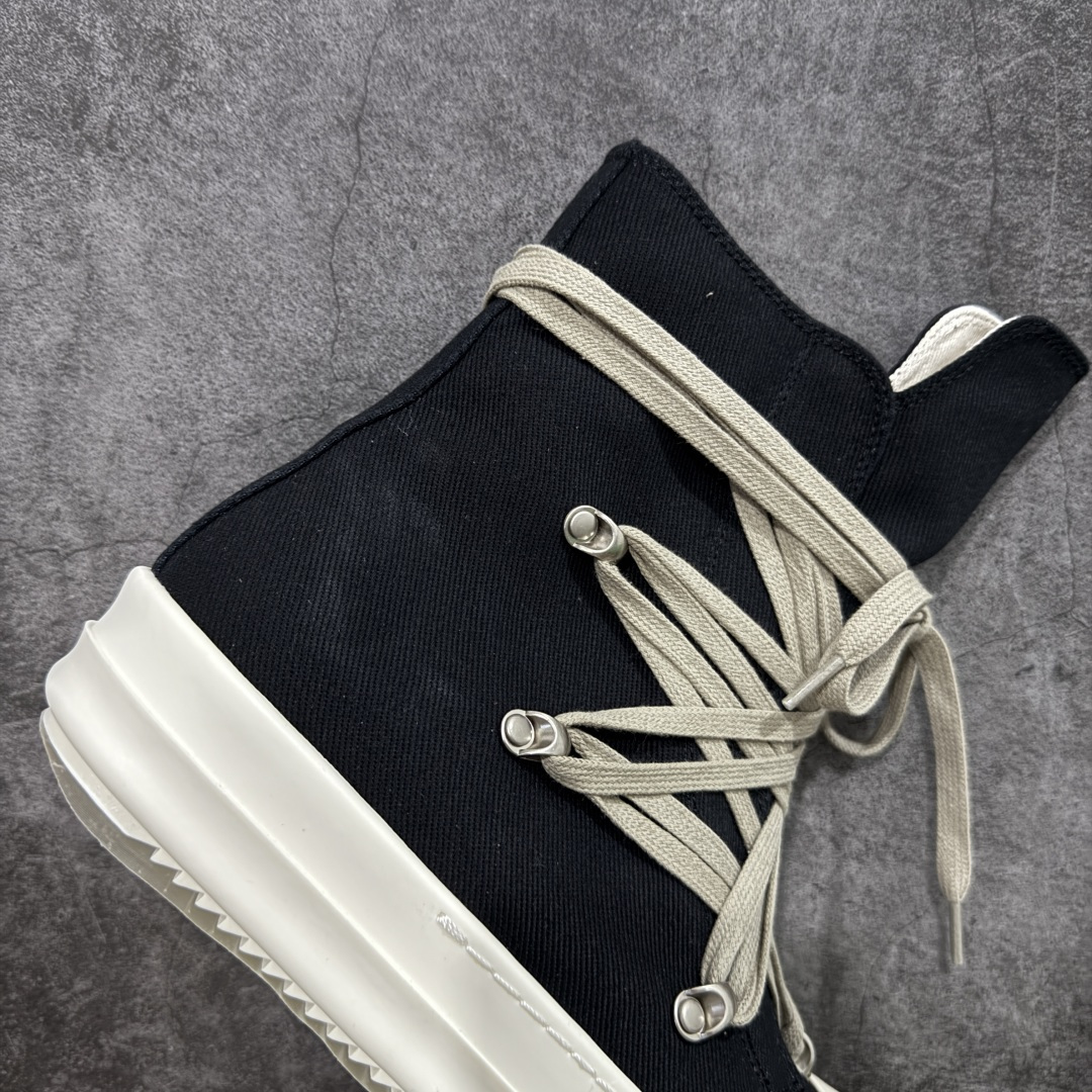 图片[7]-【莞产G版】薄底帆布黑色高帮大匡威疯狂绑带款 RO / Rick Owens DRKSHDW 瑞克·欧文斯【副线】 【款式】 大匡威/低帮/厚底/ 光泽金属尼龙布 高帮 西瓜头 【皮料】 东莞原厂进口全新2025年新材质““水洗牛仔黑色斜纹布” 【鞋带】 鞋带采用水染定织法工艺，高密度之下，透出光泽感！ 【鞋头】软糯，轻轻按压有牛皮细细的纹理质感！ 【鞋底】TPU大底奶香味！硬度、肤感一比一！鞋底logo钢印清晰正确！ 【鞋垫】独家私人开模压印！牛皮贴面，双层复合！ 【尺码】 ：36 37 38 39 40 41 42 43 44 45 46！-选品中心