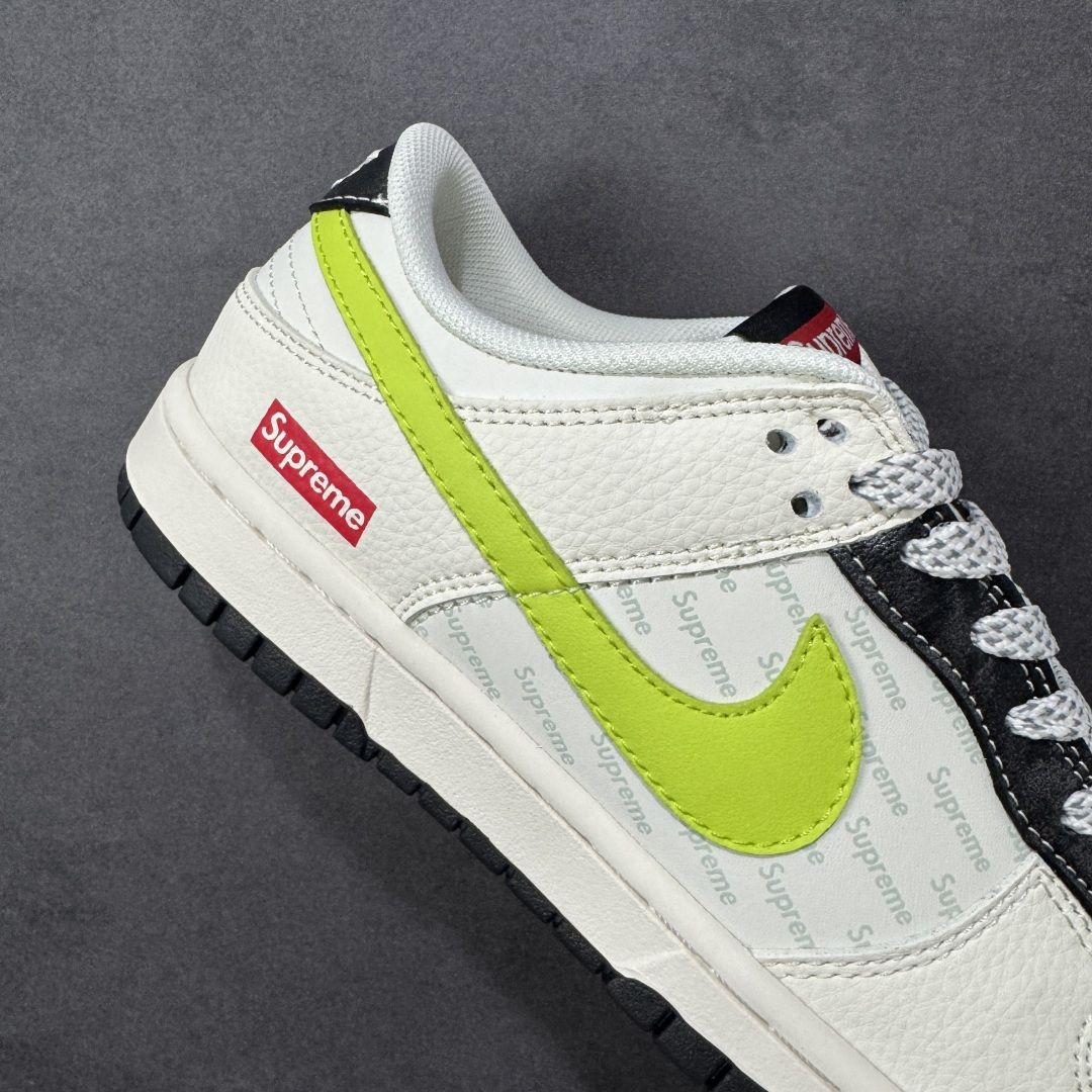 【纯原】Nike SB Dunk Low Supreme联名 荧光绿勾 周年高端定制 低帮休闲板鞋 XS