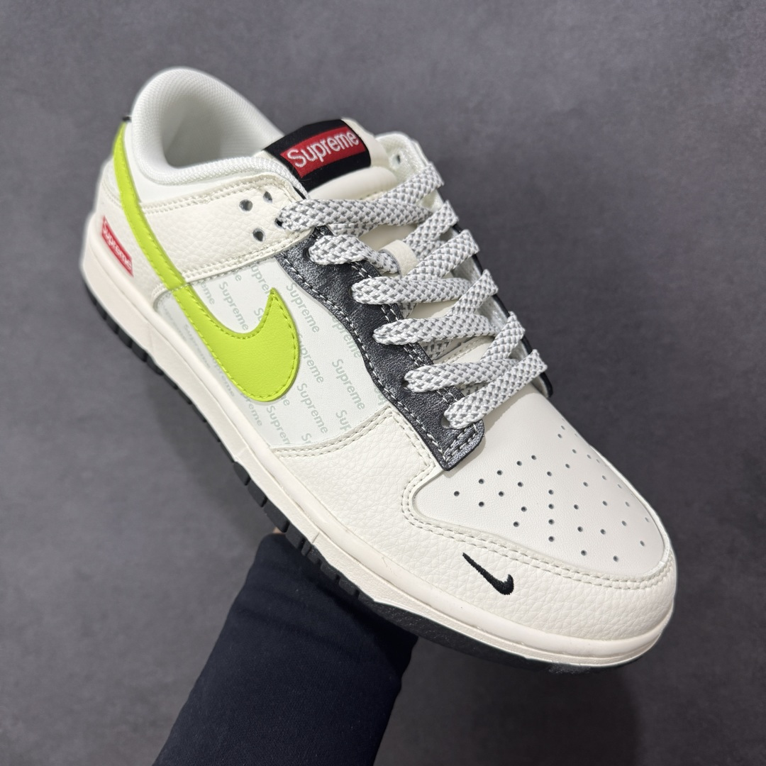 【纯原】Nike SB Dunk Low Supreme联名 荧光绿勾 周年高端定制 低帮休闲板鞋 XS