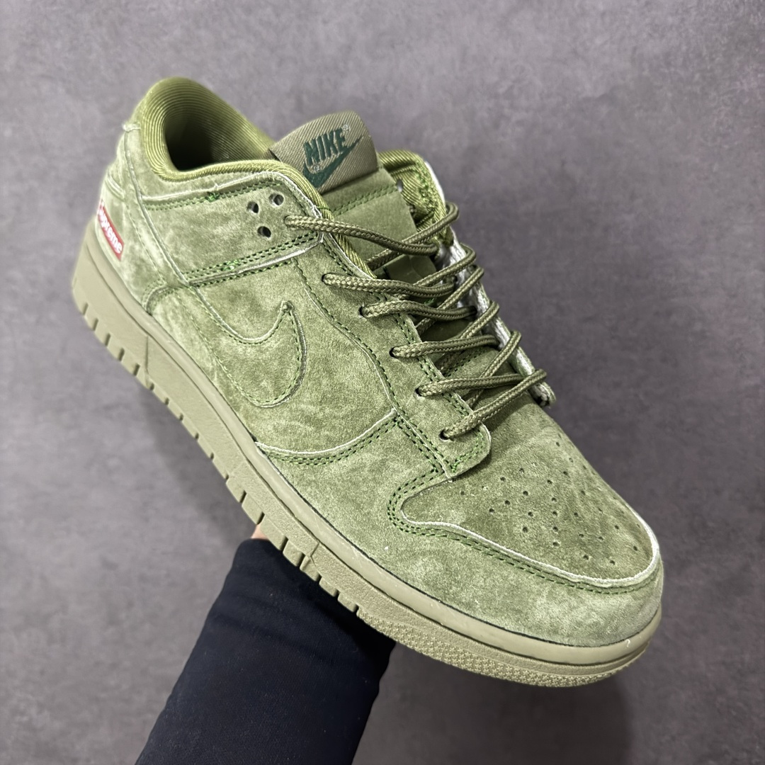 【纯原】Nike SB Dunk Low “Superme联名------军绿麂皮” 高端定制 低帮休闲