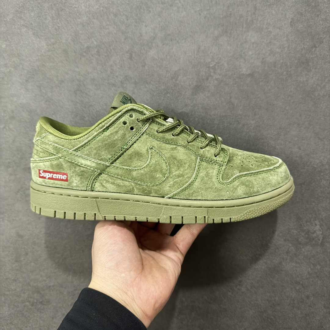【纯原】Nike SB Dunk Low “Superme联名------军绿麂皮” 高端定制 低帮休闲