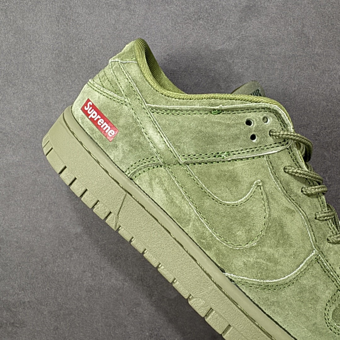 【纯原】Nike SB Dunk Low “Superme联名------军绿麂皮” 高端定制 低帮休闲