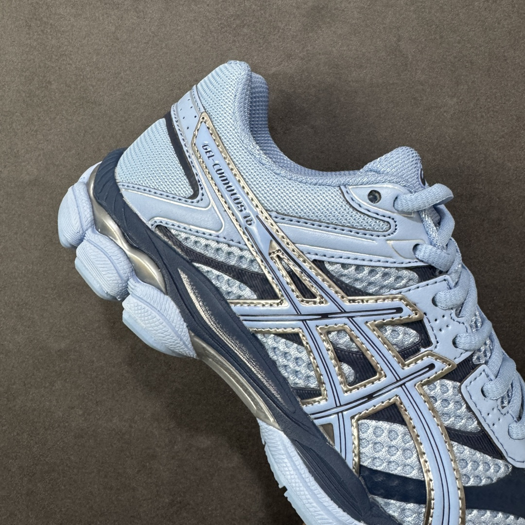 图片[6]-【公司级】Asics Gel-Cumulus 16 亚瑟士复古时尚缓震运动跑步鞋 鞋面采用无缝线工程网眼设计，全面升级的FF BLAST™ PLUS泡棉，更轻、更弹、更耐久。相比前代更轻盈鞋底采用了轻质发泡材料,并在后跟和前掌处采用了亚瑟士核心科技GEL缓震胶,赋予鞋款强大的缓冲性能,提供了更柔软舒适的穿着体验。AHAR® PLUS超耐磨橡胶大底，延长跑鞋使用寿命。 货号：1203A733-400 尺码：36 37 37.5 38 39 39.5 40 40.5 41.5 42 42.5 43.5 44 45 编码：AMB260270-选品中心