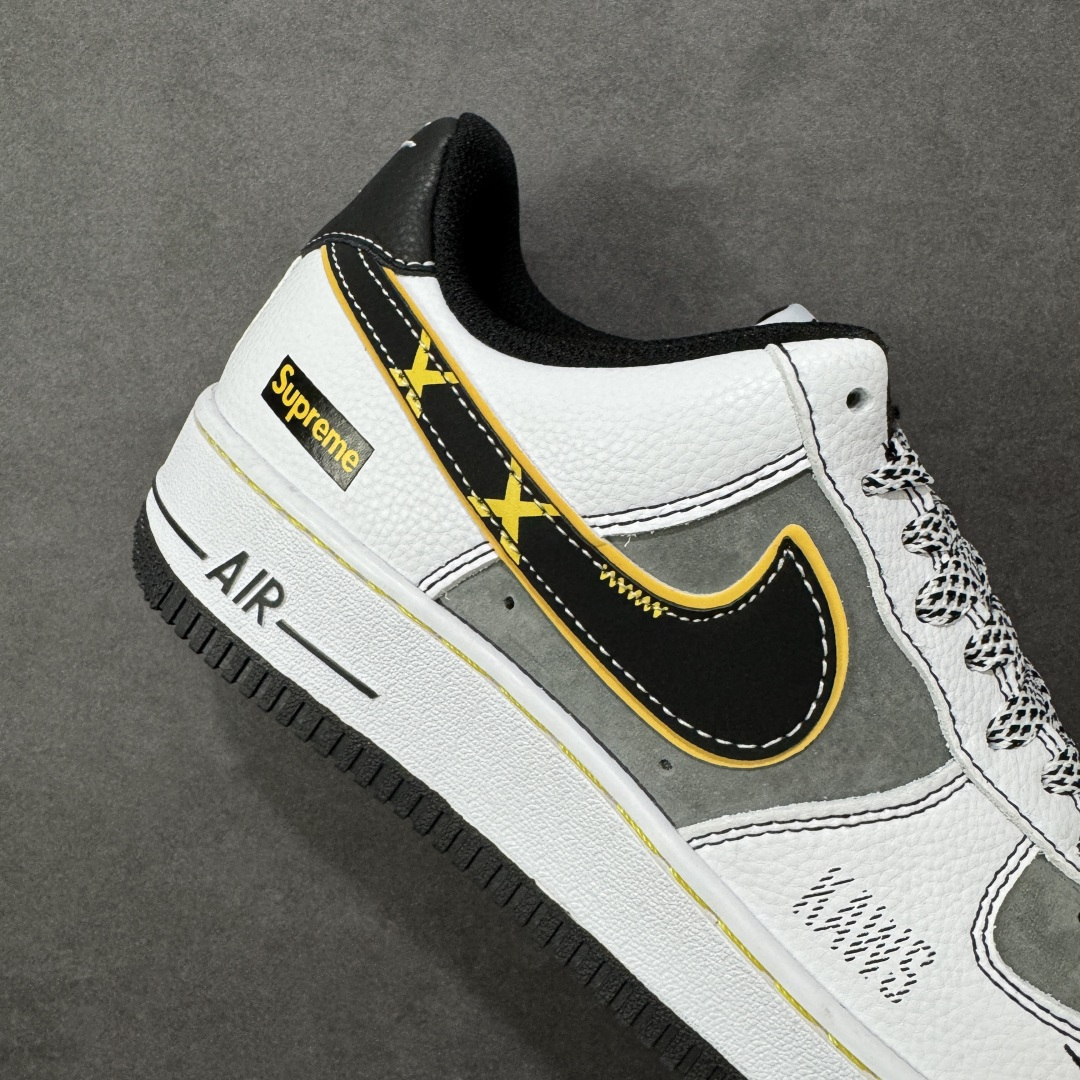 【纯原】NIke Air Force 1 '07 Low “Supreme联名——白灰黄边勾”空军一号 