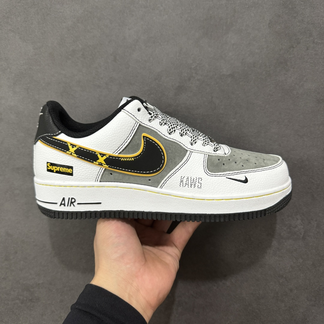 【纯原】NIke Air Force 1 '07 Low “Supreme联名——白灰黄边勾”空军一号 