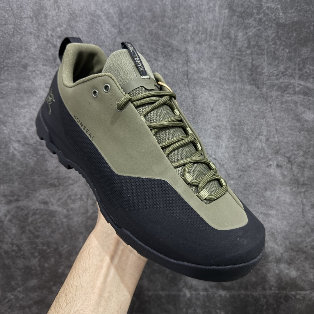 【纯原】Arcteryx始祖鸟 Konseal Shoe 舒适 防滑耐磨透气支撑抓地 登山鞋 沙色 黑绿