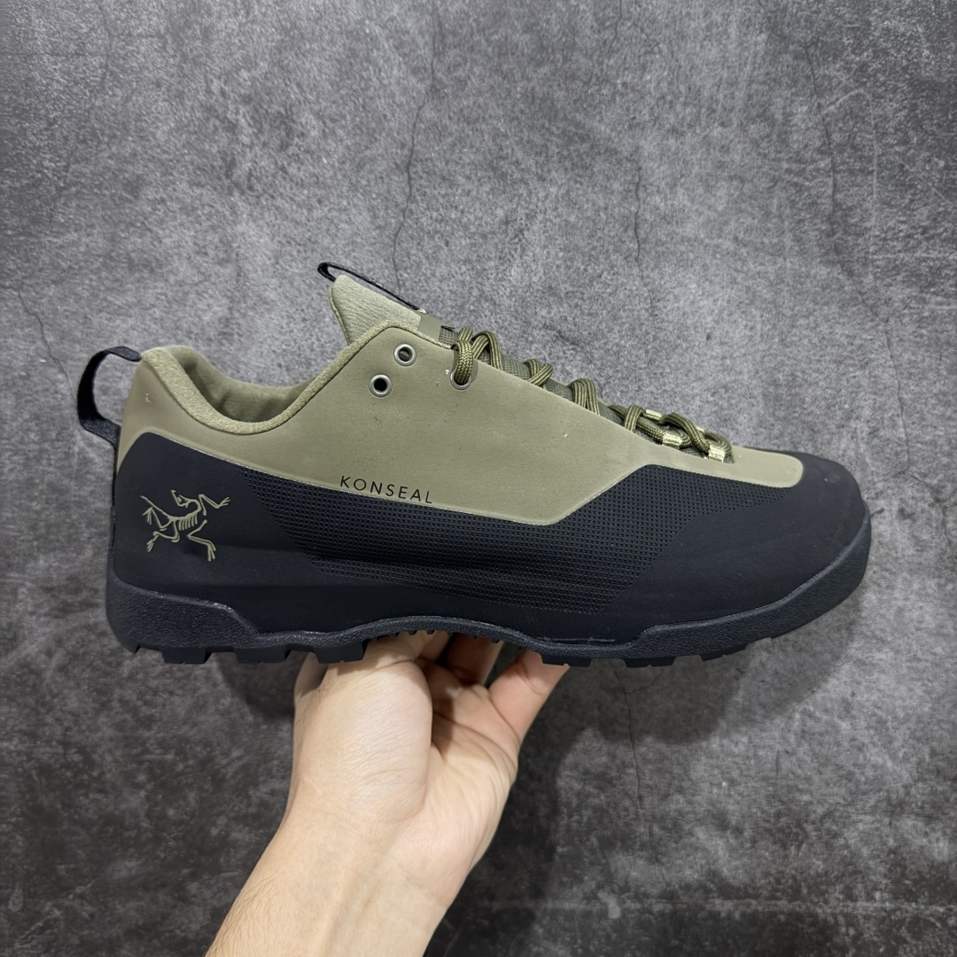 【纯原】Arcteryx始祖鸟 Konseal Shoe 舒适 防滑耐磨透气支撑抓地 登山鞋 沙色 黑绿