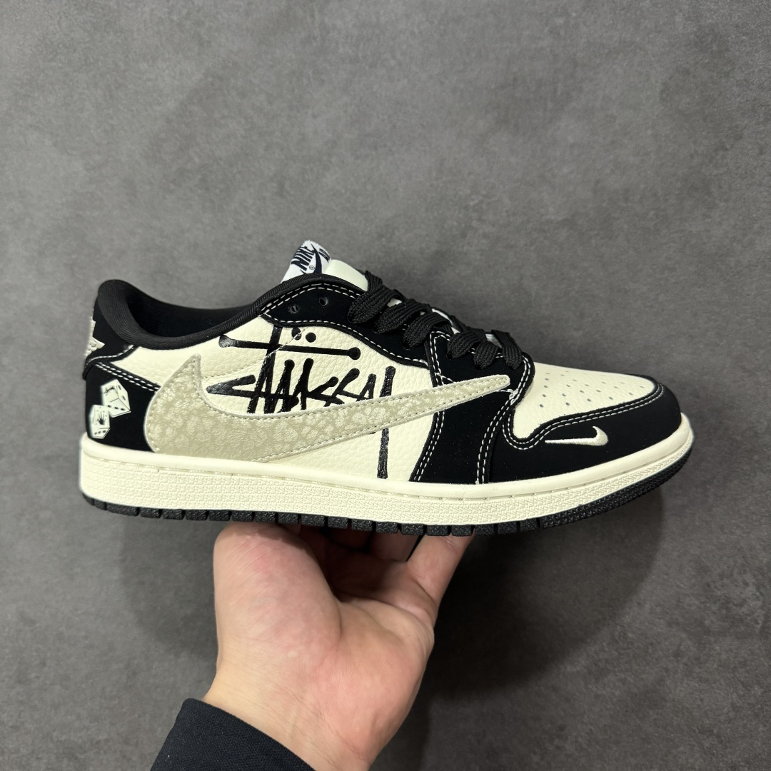 【纯原】Air Jordan 1 Low AJ1 乔1 斯图西联名 倒钩高端定制 低帮复古篮球鞋#定制鞋
