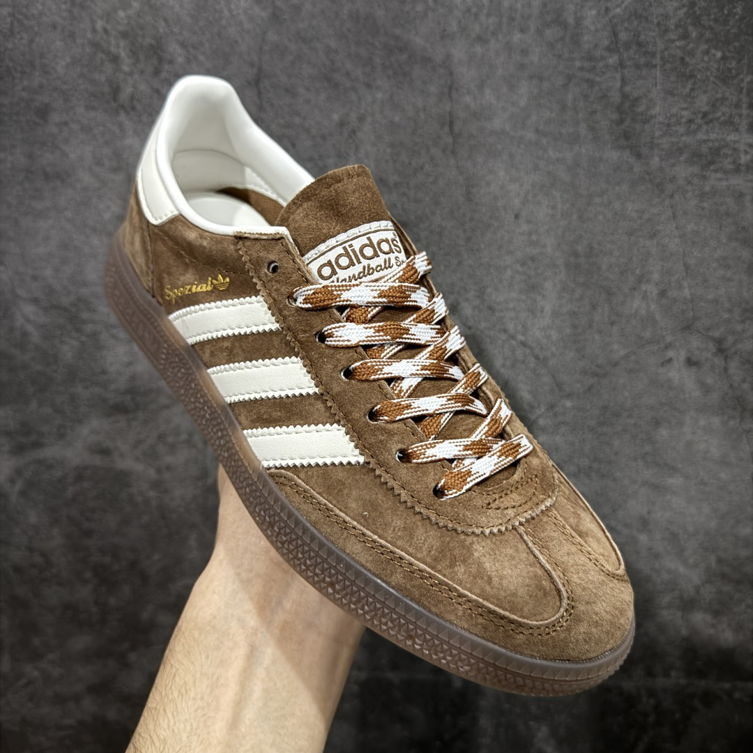 【纯原】Adidas Handball Spezial 阿迪达斯经典款牛皮复古休闲板鞋 棕白生胶 KI5
