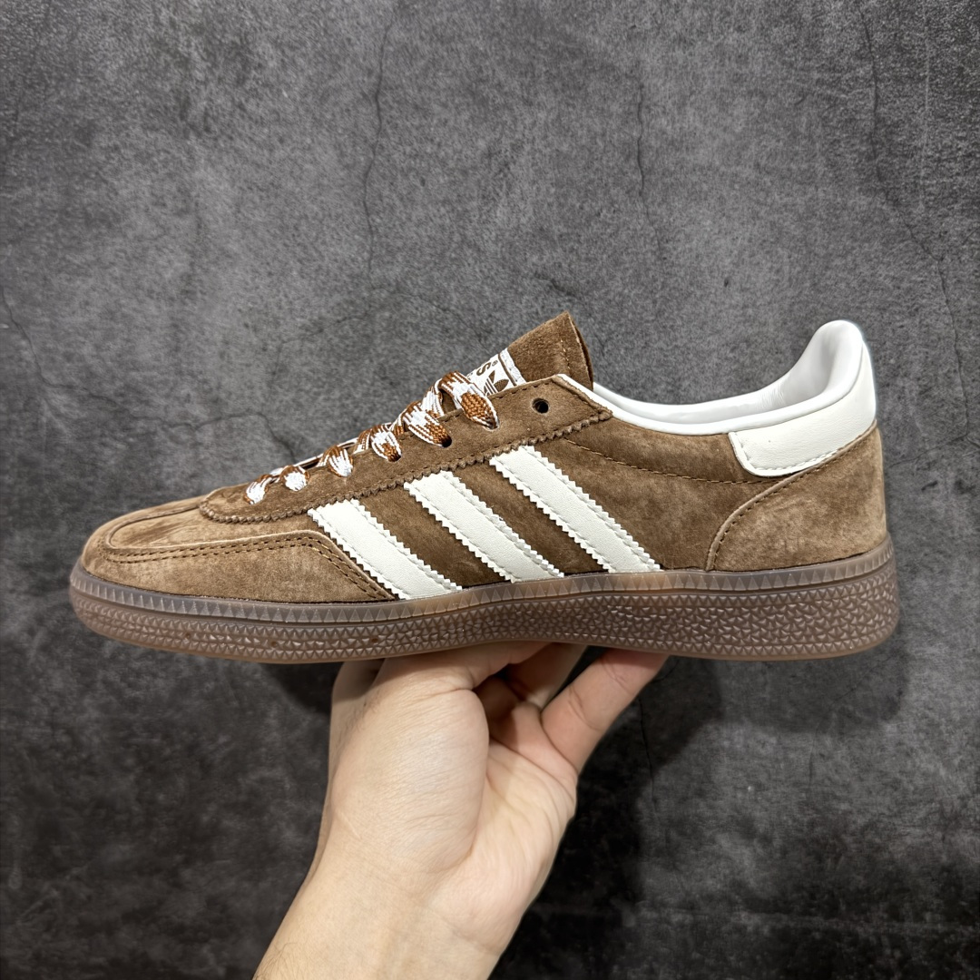 【纯原】Adidas Handball Spezial 阿迪达斯经典款牛皮复古休闲板鞋 棕白生胶 KI5