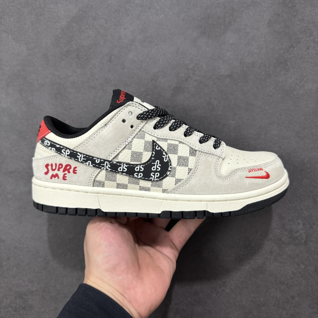 【纯原】Nike SB Dunk Low “Superme联名------奶白格子灰” 高端定制 低帮休