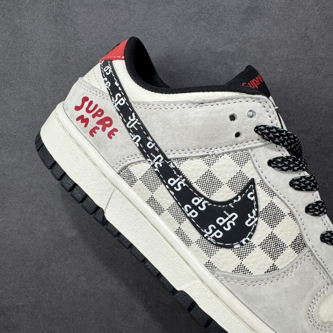 【纯原】Nike SB Dunk Low “Superme联名------奶白格子灰” 高端定制 低帮休