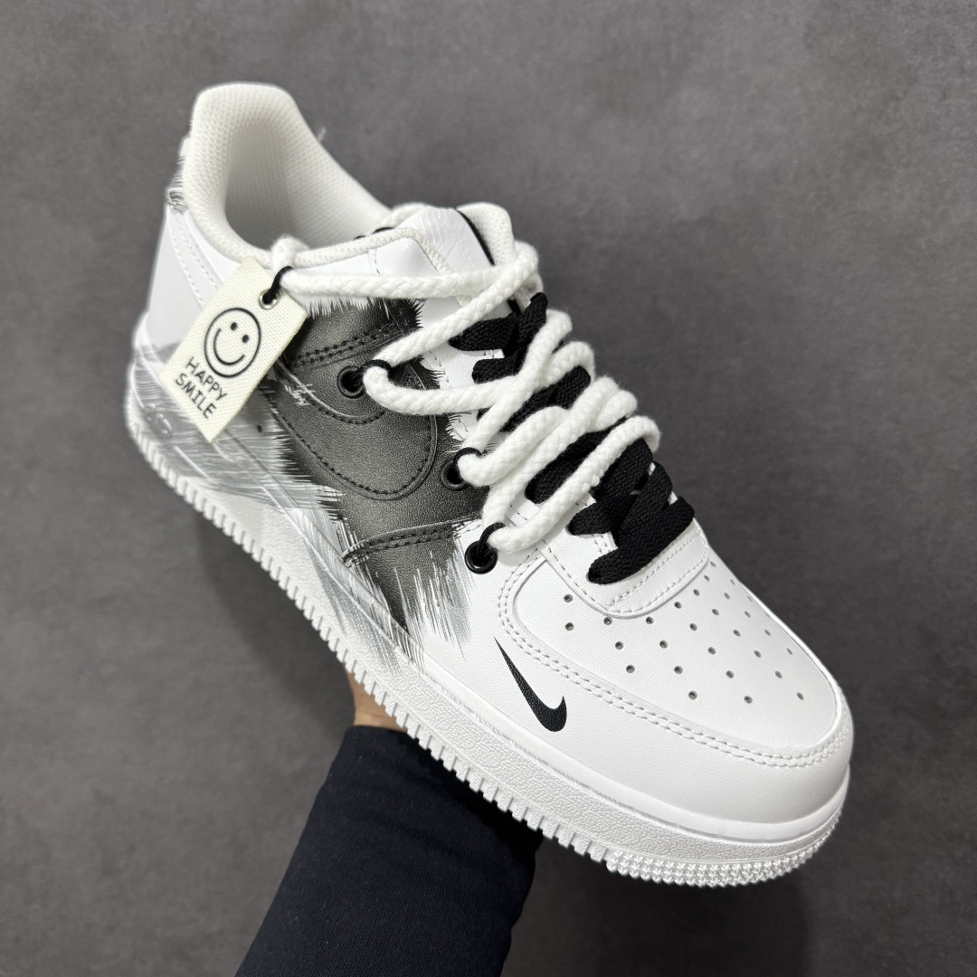 【纯原】Nike Air Force 1 '07 Low Smile 墨趣 空军一号低帮休闲板鞋#采用黑