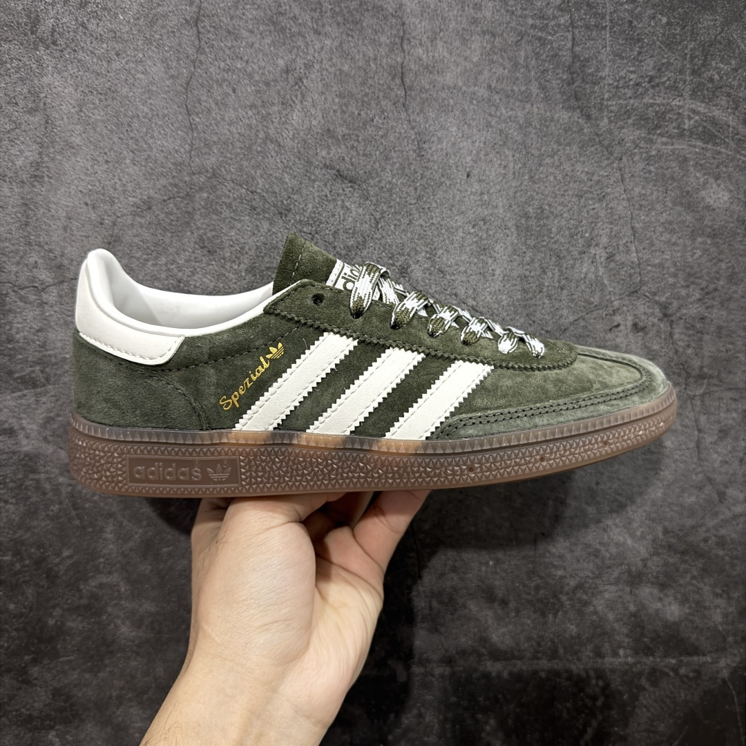 【纯原】Adidas Handball Spezial 阿迪达斯经典款牛皮复古休闲板鞋 墨绿白生胶 KI