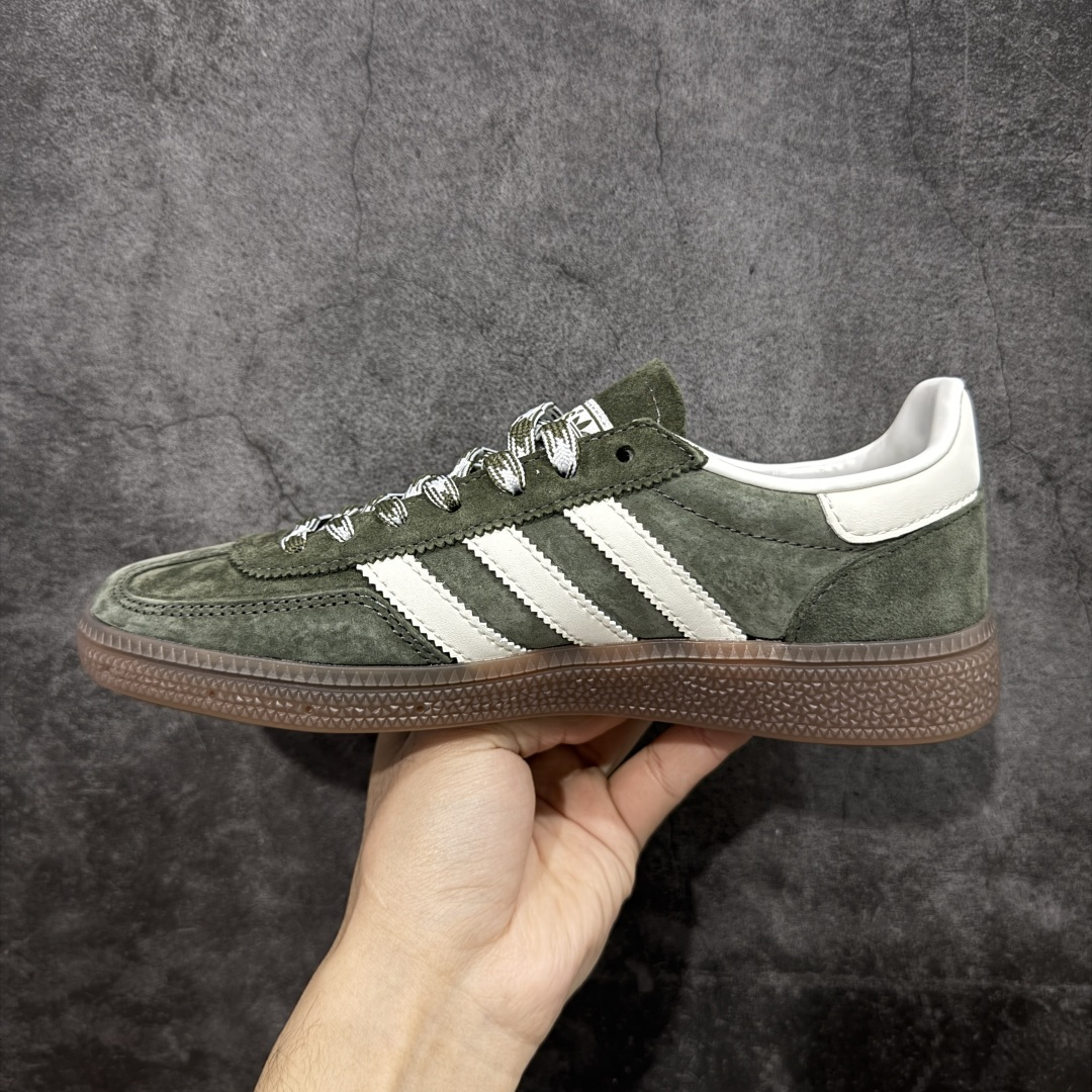 【纯原】Adidas Handball Spezial 阿迪达斯经典款牛皮复古休闲板鞋 墨绿白生胶 KI